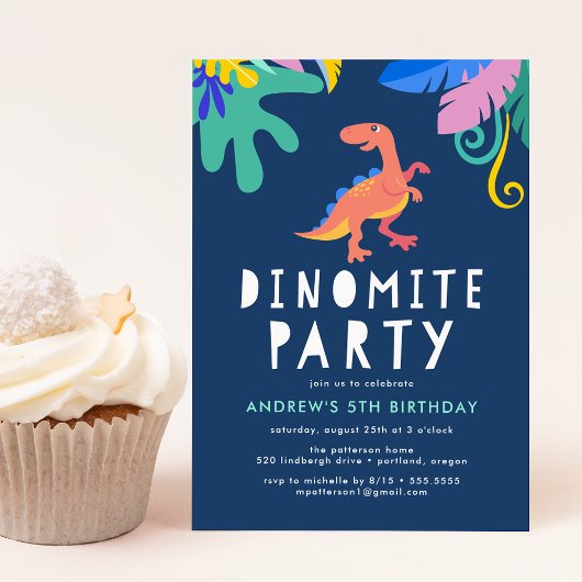 Dinomite Dinosaur Verjaardagsfeestje Kaart