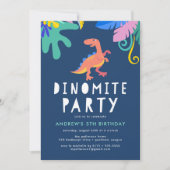 Dinomite Dinosaur Verjaardagsfeestje Kaart (Voorkant)