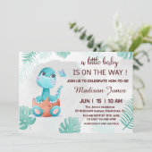 Dinomite schattige Dinosaur Baby shower Uitnodigin Kaart (Staand voorkant)