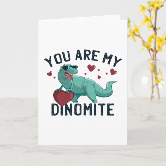 Dinomite Valentijnsdag Humor Kaart (Gele Bloem)