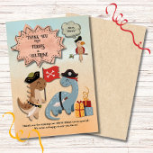 DinoPiraat Verjaardagsfeestje Tweeling Jongens Op  Bedankkaart