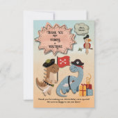 DinoPiraat Verjaardagsfeestje Tweeling Jongens Op  Bedankkaart (Voorkant)