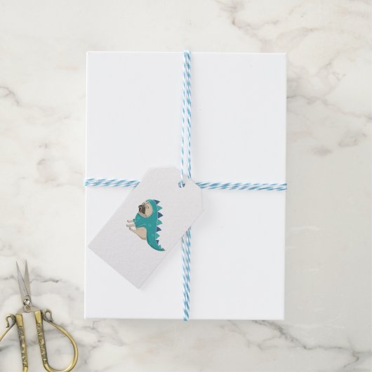 dinopug cadeaulabel (Met Touw)