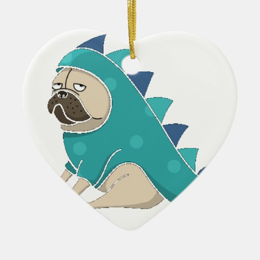 dinopug keramisch ornament (Voorkant)