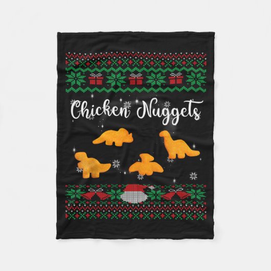 Dinos Chicken Nuggets Ugly Christmas Sweater Funny Fleece Deken (Voorkant)