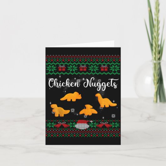 Dinos Chicken Nuggets Ugly Christmas Sweater Funny Kaart (Voorkant)