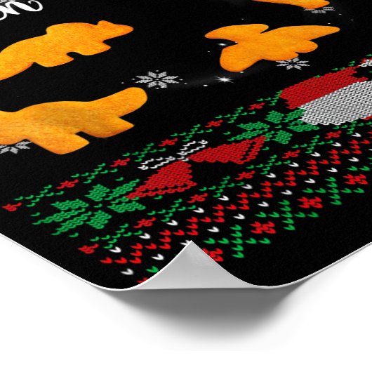 Dinos Chicken Nuggets Ugly Christmas Sweater Funny Poster (Hoek)