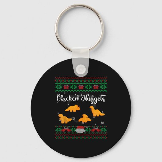 Dinos Chicken Nuggets Ugly Christmas Sweater Funny Sleutelhanger (Voorkant)