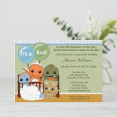 Dinos DINOSAUR Baby shower-uitnodiging DAPC Kaart (Staand voorkant)