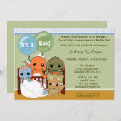 Dinos DINOSAUR Baby shower-uitnodiging DAPC Kaart (Voorkant / Achterkant)