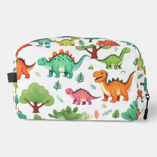 Dino's en bomen patroon wit toilettasje (Voorkant)