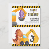 Dino's en Diggers verjaardagsfeestje uitnodiging (Voorkant)