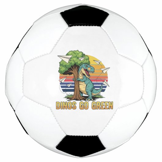 Dinos Go Green – Retro Eco Dinosaur Design Voetbal (Voorkant)