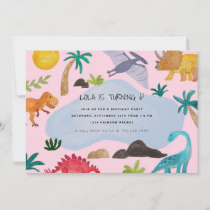 Dinos Kids Birthday Party Invitation Kaart
