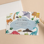 Dinos Kids Birthday Party Kaart<br><div class="desc">In kleur geïllustreerde geverfde dinosaurussen en botanische details ontworpen door Shelby Allison.</div>