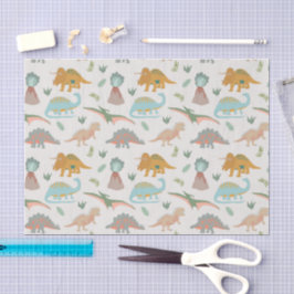 Dino's Kids Hand Getekend Boho Dinosaurus Patroon Tissuepapier