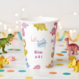 Dinos, laten we de verjaardag van de roerige kinde papieren bekers