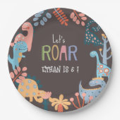 Dinos, laten we de verjaardag van de roerige kinde papieren bordje (Voorkant)