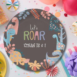 Dinos, laten we de verjaardag van de roerige kinde papieren bordje