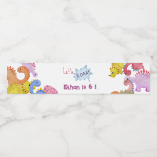 Dinos, laten we de verjaardag van de roerige kinde waterfles etiket