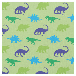 Dino's Mooie Silhouetten Blauw en Groen Kinderen Stof