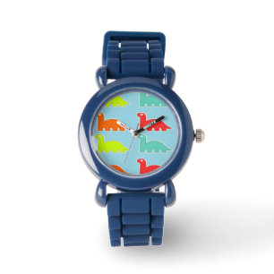 Dinos op blauw horloge