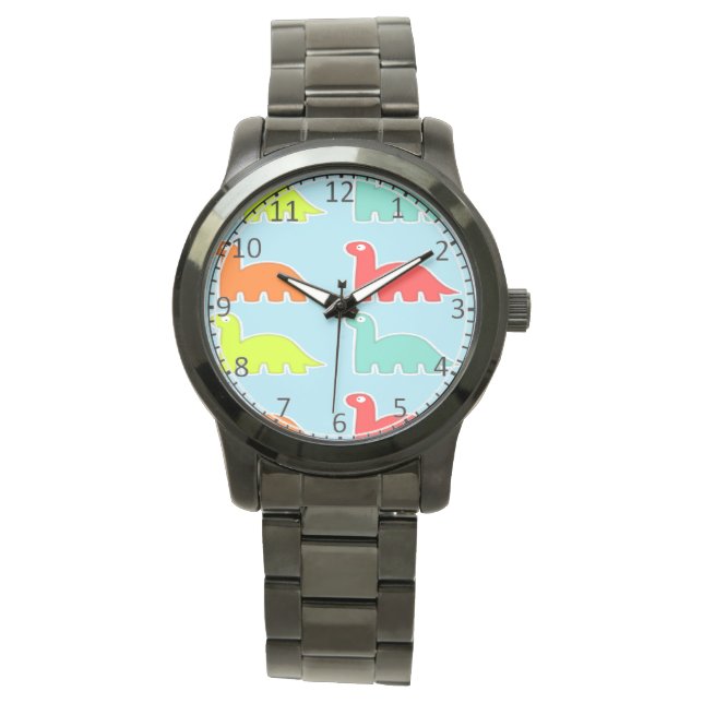 Dinos op blauw horloge (Voorkant)