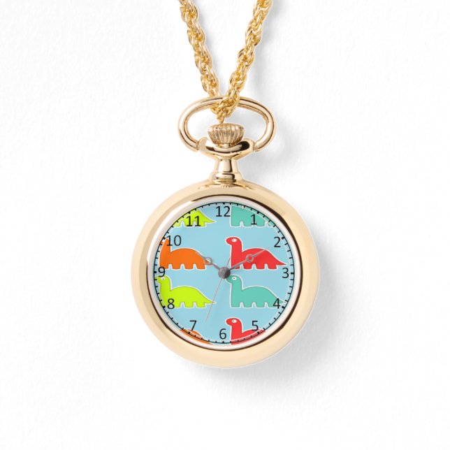 Dinos op blauw horloge (Voorkant)