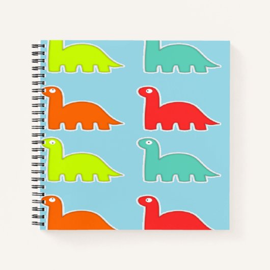 Dino's op blauw notitieboek (Voorkant)