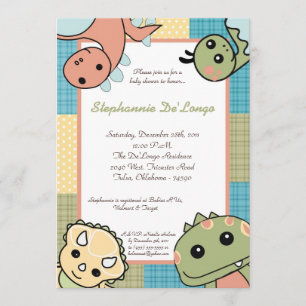 Dinos Play Dinosaurs T Rex Baby shower Invitation Kaart