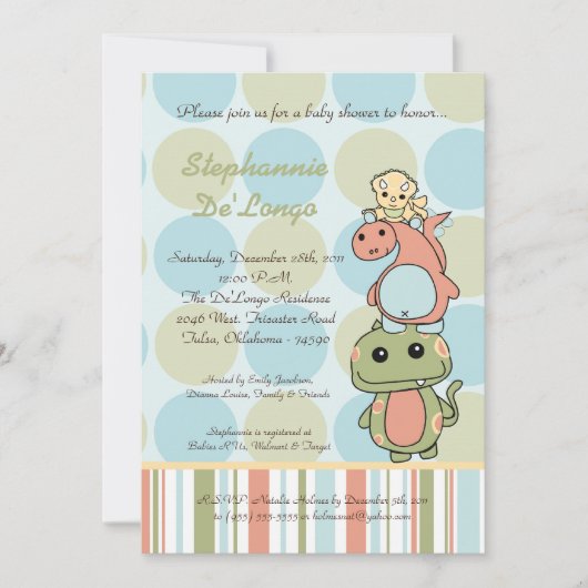 Dinos Play Dinosaurs T Rex Baby shower Invitation Kaart (Voorkant)