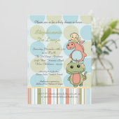 Dinos Play Dinosaurs T Rex Baby shower Invitation Kaart (Staand voorkant)