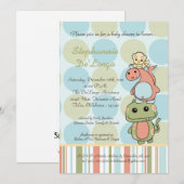 Dinos Play Dinosaurs T Rex Baby shower Invitation Kaart (Voorkant / Achterkant)