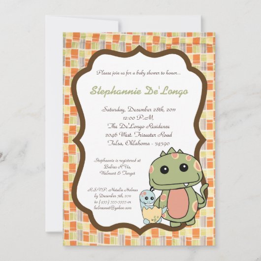 Dinos Play Dinosaurs T Rex Baby shower Invitation Kaart (Voorkant)