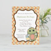 Dinos Play Dinosaurs T Rex Baby shower Invitation Kaart (Staand voorkant)