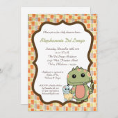 Dinos Play Dinosaurs T Rex Baby shower Invitation Kaart (Voorkant / Achterkant)