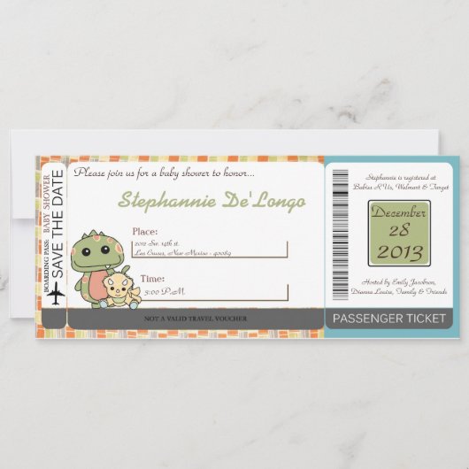 Dinos Play Dinosaurs T Rex Baby shower Invitation Kaart (Voorkant)