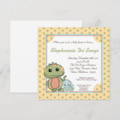 Dinos Play Dinosaurs T Rex Baby shower Invitation Kaart (Voorkant / Achterkant)