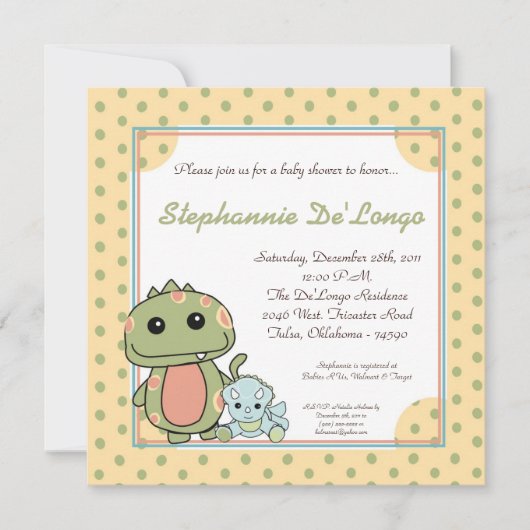 Dinos Play Dinosaurs T Rex Baby shower Invitation Kaart (Voorkant)