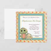 Dinos Play Dinosaurs T Rex Baby shower Uitnodiging (Voorkant / Achterkant)