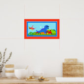 Dino's, treinen en vliegtuigen poster (Keuken)