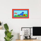 Dino's, treinen en vliegtuigen poster (Thuiskantoor)