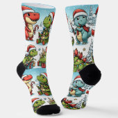 Dino's voor kerst Crew Soks Sokken (Gebogen)