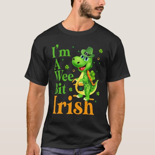 Dinosaru Ik ben een beetje Iers Happy St Patrick's T-shirt (Voorkant)