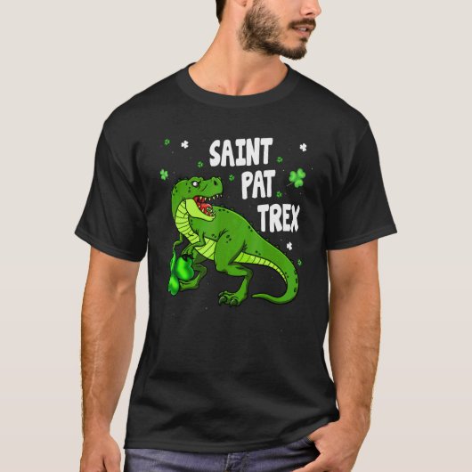 Dinosarus Saint Pax Trex Happy St Patrick's Day Lu T-shirt (Voorkant)