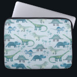 Dinosau Blue Pattern Laptop Sleeve<br><div class="desc">Veel blauwe dinosaurussen,  Tyrannosaurus rex,  Spinosaurus,  Stegosaurus,  Diplodocus en Triceratops. Help!</div>