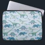 Dinosau Blue Pattern Laptop Sleeve<br><div class="desc">Veel blauwe dinosaurussen,  Tyrannosaurus rex,  Spinosaurus,  Stegosaurus,  Diplodocus en Triceratops. Help!</div>