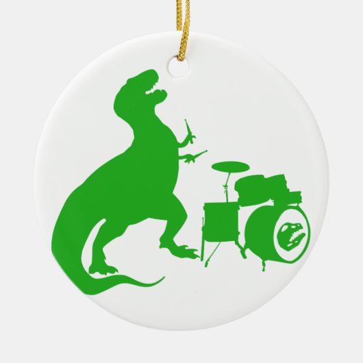 Dinosauer speeltrommels - Kies achtergrondkleur Keramisch Ornament (Voorkant)
