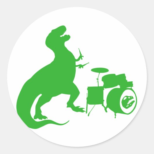 Dinosauer speeltrommels - Kies achtergrondkleur Ronde Sticker (Voorkant)