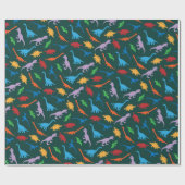 Dinosauer, zeven soorten silhouetpatroon cadeaupapier (Vlak)